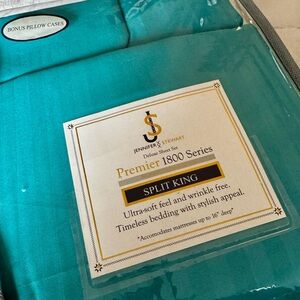 Premier 1800 Series Deluxe Split King Sheet Set - Striped Teal